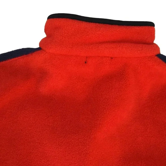 Vintage Polo Ralph Lauren Fleece Sweater Jacket Size Medium Red Navy 1/4 Zip - Picture 7 of 10